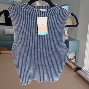 Workshop Republic Clothing Blue and White Knit Top